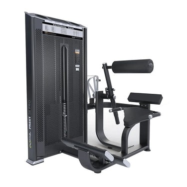 DHZ Fitness Back Extension - E7031 back extension fitness machine with adjustable back rollers and a footrest.